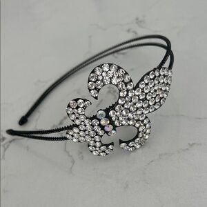 Crystal Fleur-de-Lis Black Headband